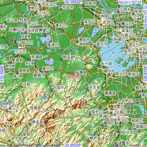 Topographic map of Taozhou