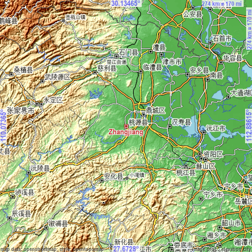 Topographic map of Zhangjiang