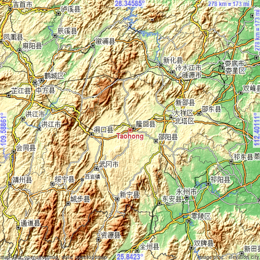 Topographic map of Taohong