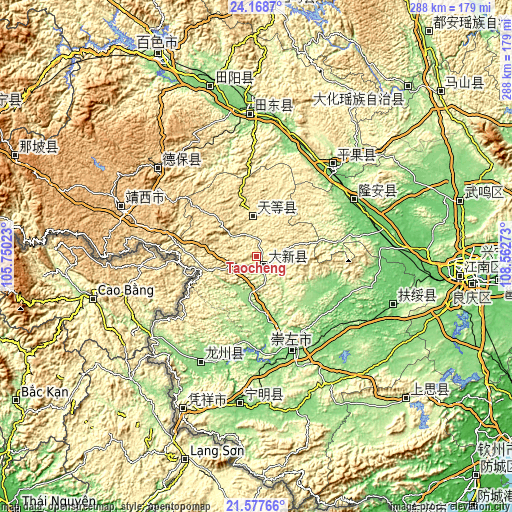 Topographic map of Taocheng