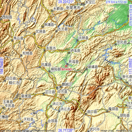 Topographic map of Tanwan