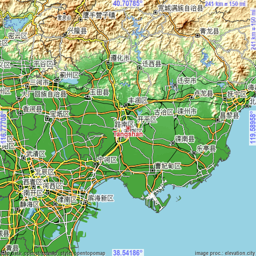 Topographic map of Tangshan