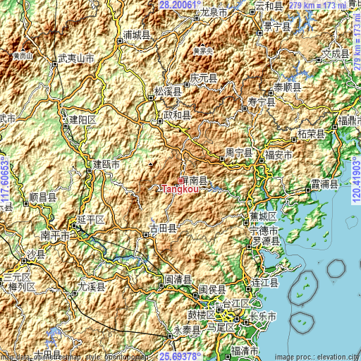 Topographic map of Tangkou