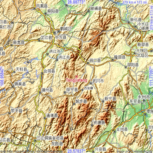 Topographic map of Tangjiafang