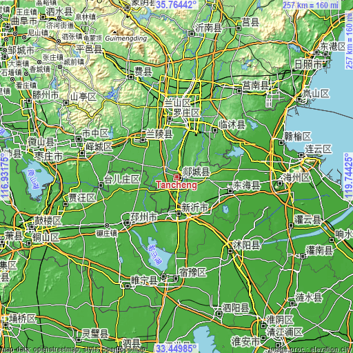 Topographic map of Tancheng