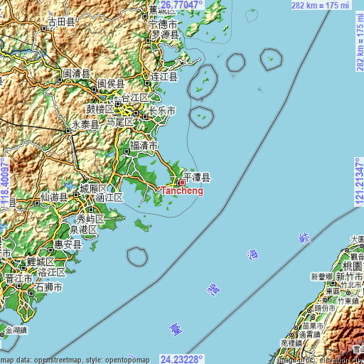 Topographic map of Tancheng