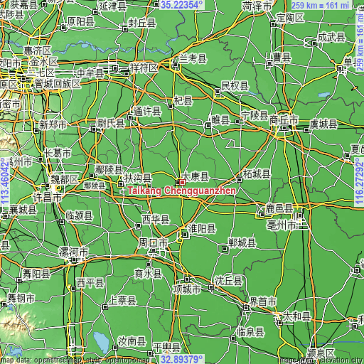 Topographic map of Taikang Chengguanzhen