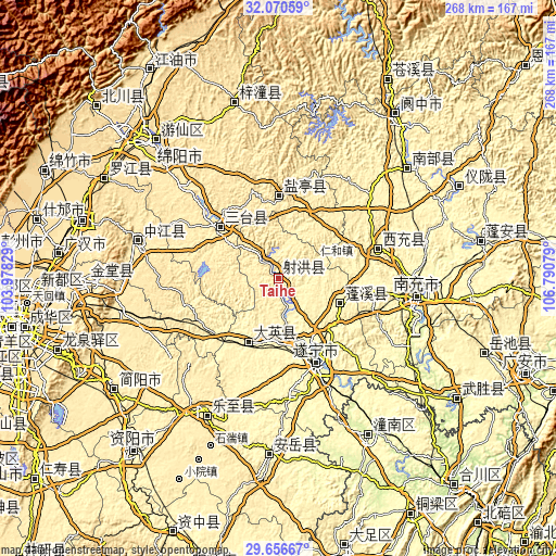 Topographic map of Taihe