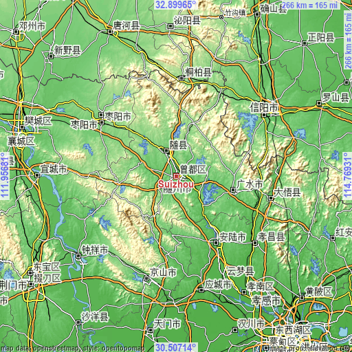 Topographic map of Suizhou