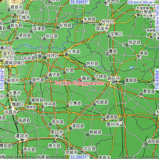 Topographic map of Sui Xian Chengguanzhen