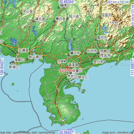 Topographic map of Suicheng