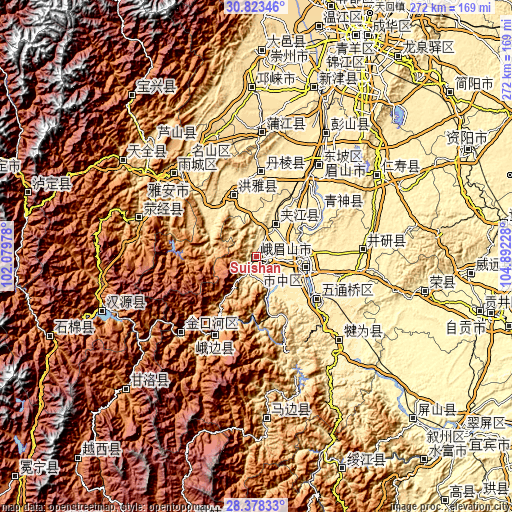 Topographic map of Suishan