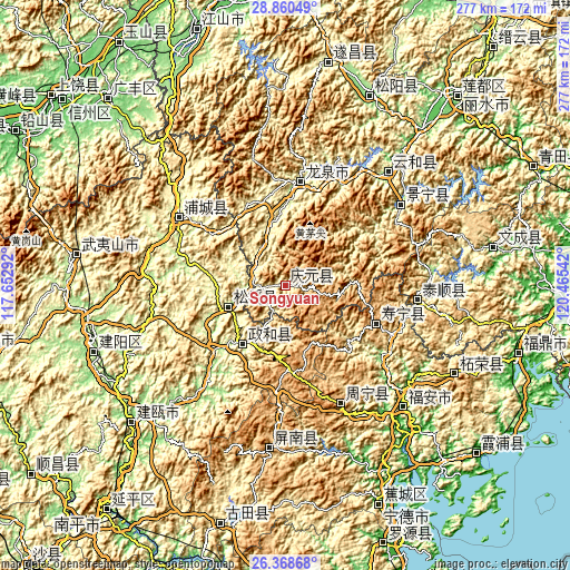 Topographic map of Songyuan