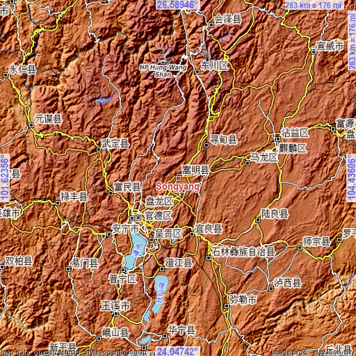 Topographic map of Songyang