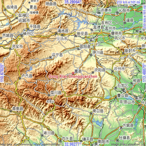 Topographic map of Song Xian Chengguanzhen