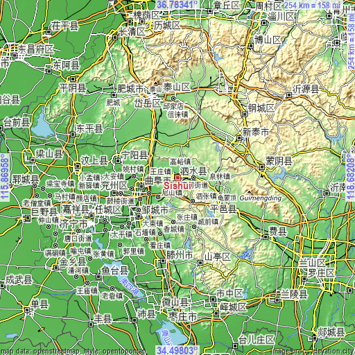 Topographic map of Sishui