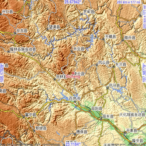 Topographic map of Sicheng