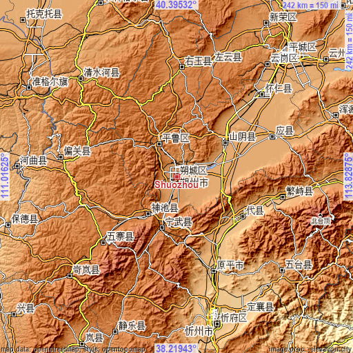 Topographic map of Shuozhou