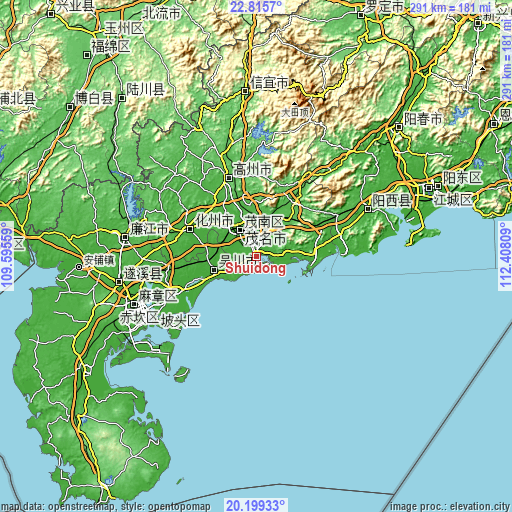 Topographic map of Shuidong
