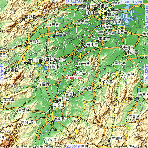 Topographic map of Shuibian