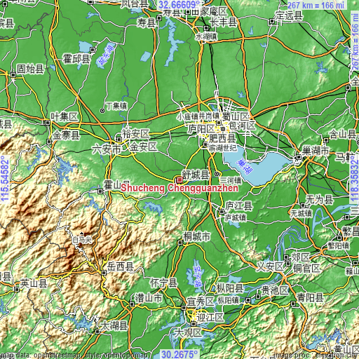 Topographic map of Shucheng Chengguanzhen