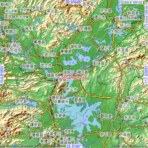 Topographic map of Shuangzhong