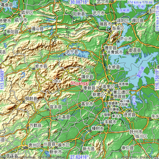 Topographic map of Shuangxi