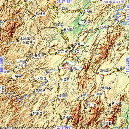 Topographic map of Shuangxi