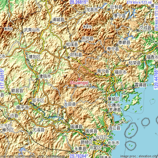 Topographic map of Shuangxi