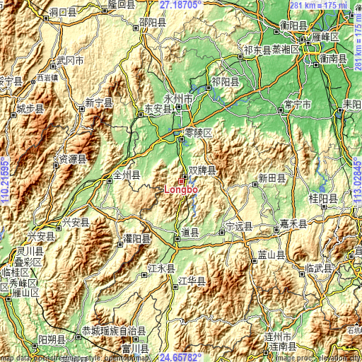 Topographic map of Longbo