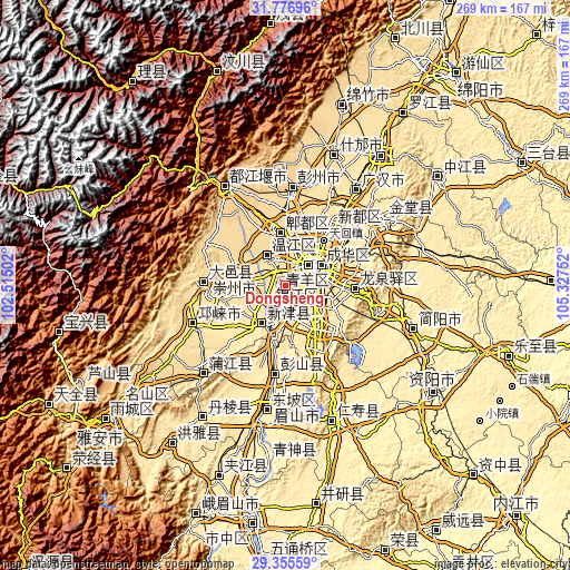 Topographic map of Dongsheng