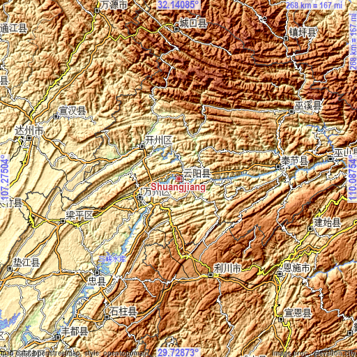 Topographic map of Shuangjiang