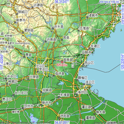 Topographic map of Shizilu