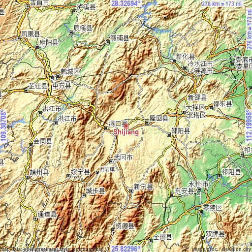 Topographic map of Shijiang