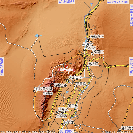 Topographic map of Shitanjing