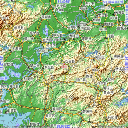 Topographic map of Qili