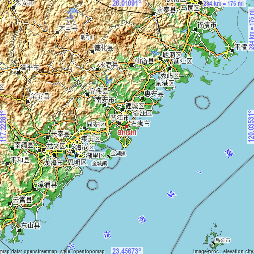 Topographic map of Shishi