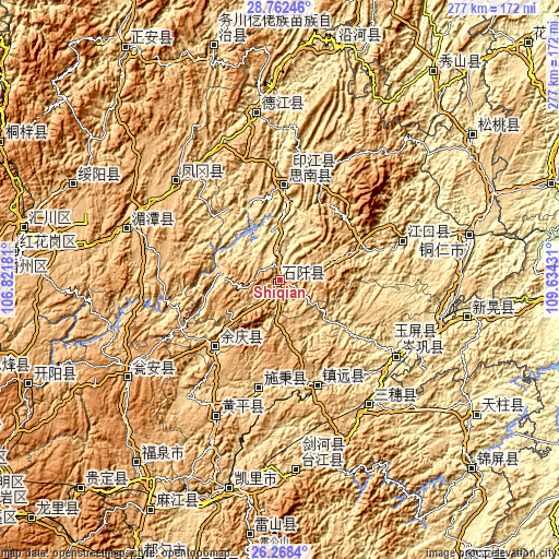 Topographic map of Shiqian