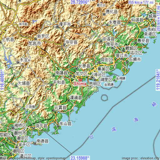 Topographic map of Shima