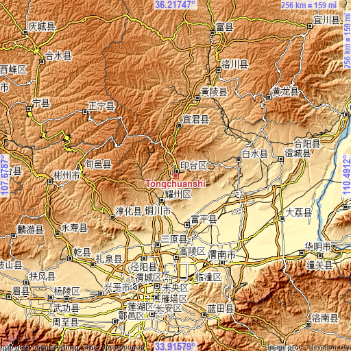 Topographic map of Tongchuanshi
