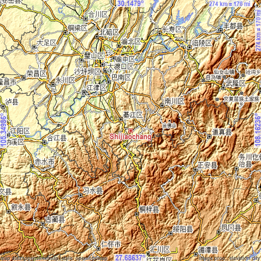 Topographic map of Shijiaochang
