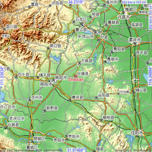 Topographic map of Shedian