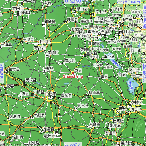 Topographic map of Shancheng