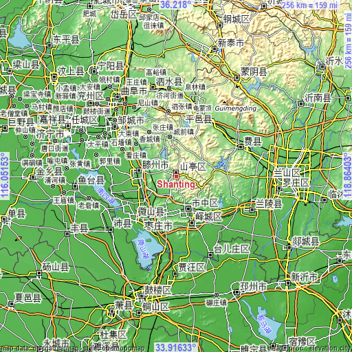 Topographic map of Shanting