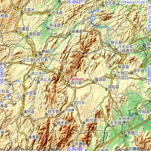 Topographic map of Shanmen