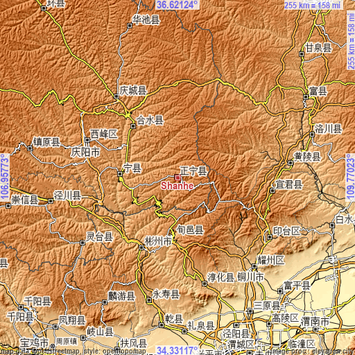 Topographic map of Shanhe