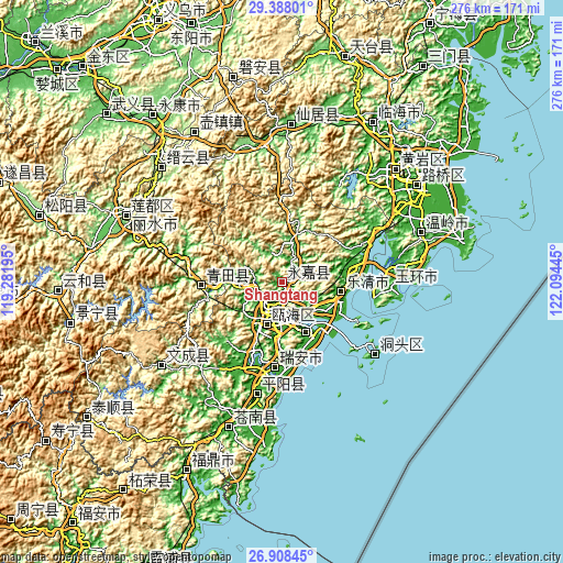 Topographic map of Shangtang
