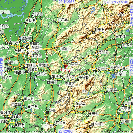 Topographic map of Shangli