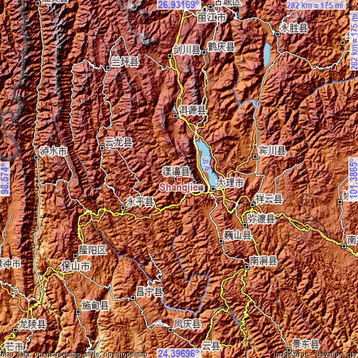 Topographic map of Shangjie