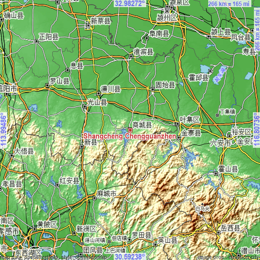 Topographic map of Shangcheng Chengguanzhen